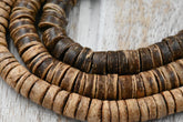 TWO 22" STRANDS Coconut Shell Natural Beige Brown Heishi 7-8mm